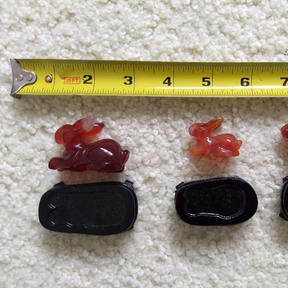 vintage 60s NWT carved agate rabbit figurine gift set 🎈HOST PICK🎈 - Picture 9 of 15